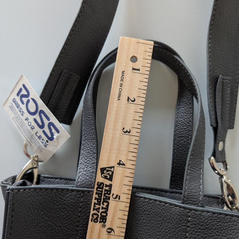 SOLD NWT MYFLAFFICO Chic Grey Pebbled Faux Leather Tote & Crossbody Bag - Picture 11 of 11